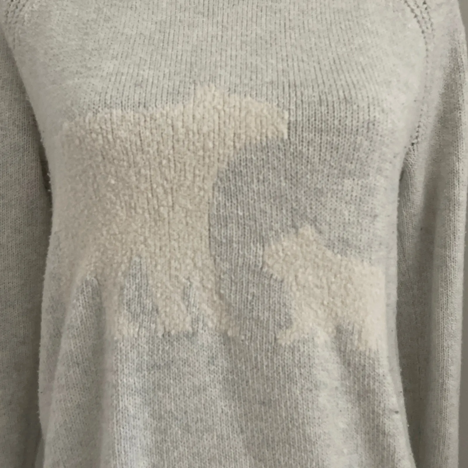 LOFT Knit Mock Neck Sweater sz XS Gray White Sherpa Polar Bear Preppy Clean Girl - Image 3