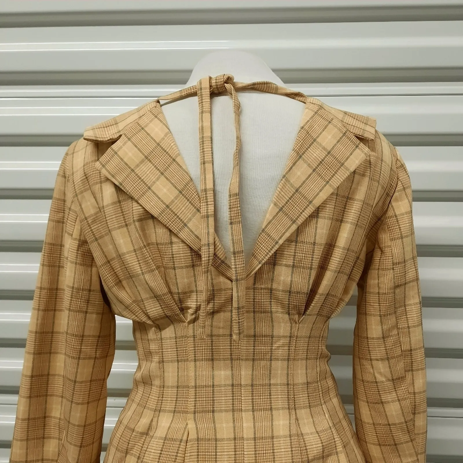 Topshop Blazer Women Size 2 Yellow Black Plaid Academia Clueless School Girl - Image 9