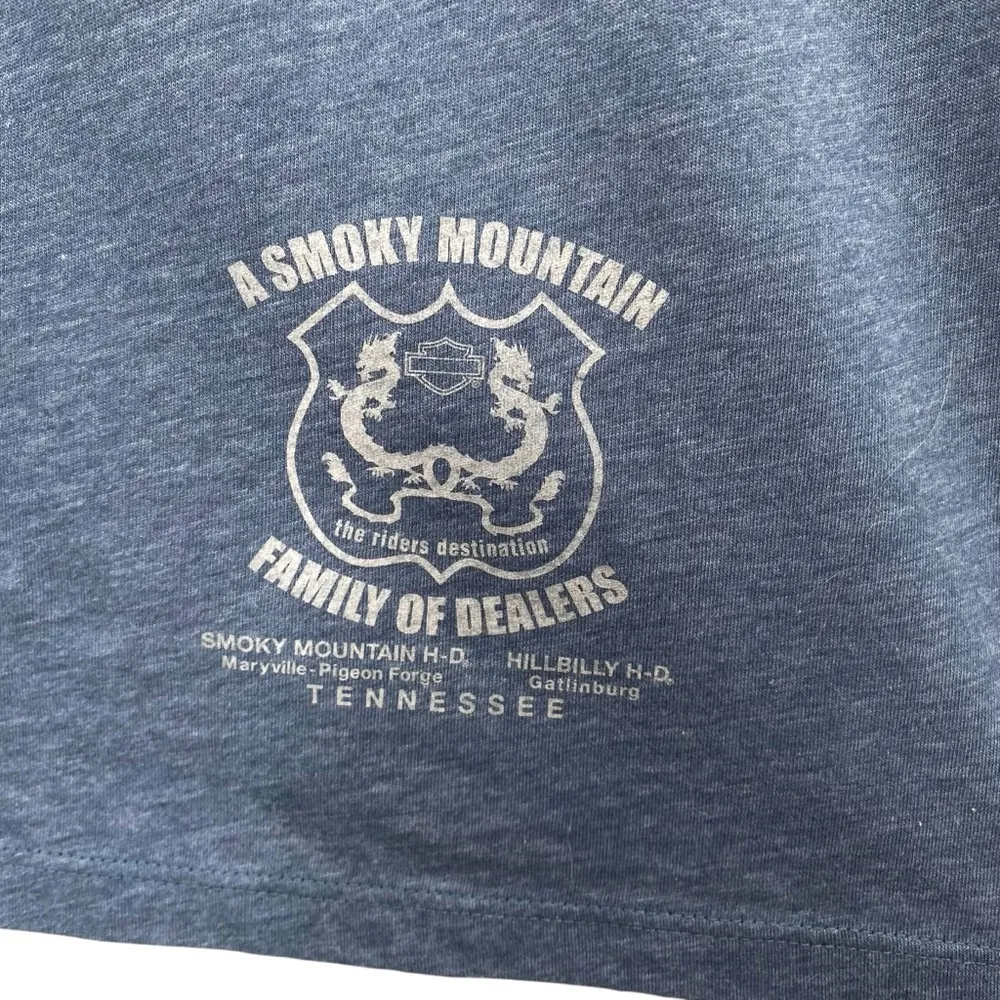 Y2K  Womens Blue Long Sleeve Shirt Tattoo Fairy Moto Biker - Image 9