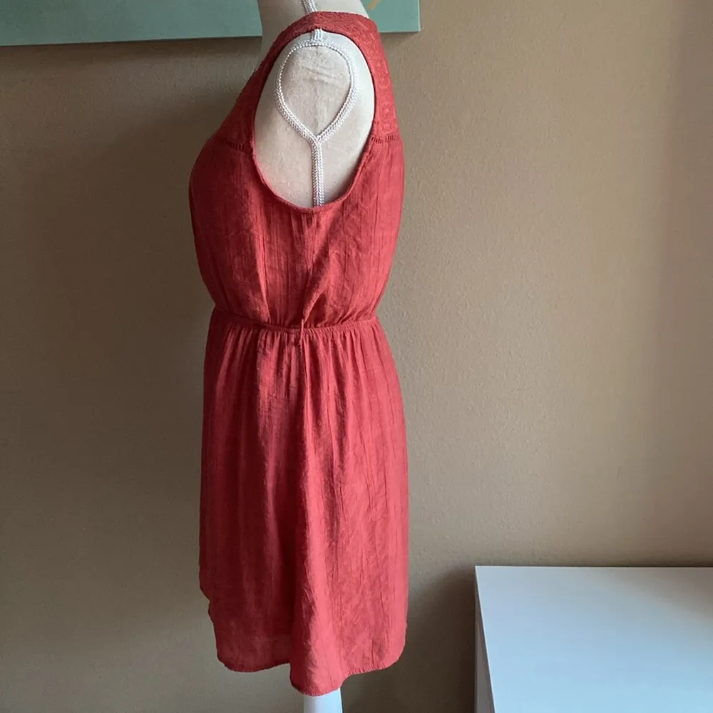 Sienna orange gauze and crochet embroidery lace dress medium comfy - Image 5