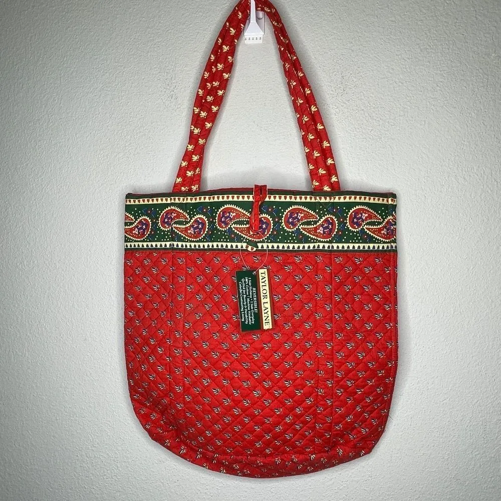 Vintage Taylor Layne Reversible Tote‎ Bag nwt Green - Image 2