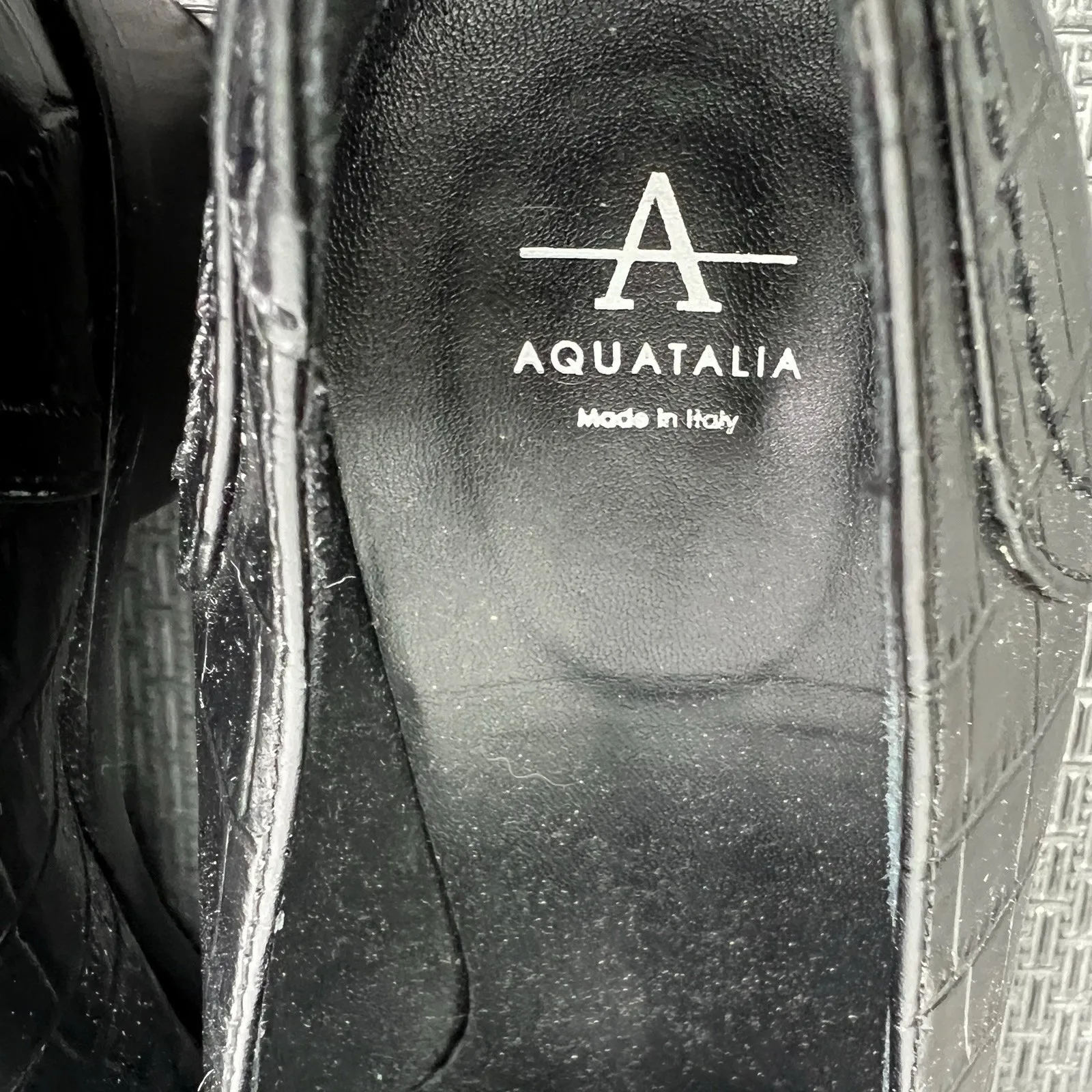 Aquatalia Women's Black Croc Embossed Leather Wedge Loafers Size 11 M Italy - Image 5