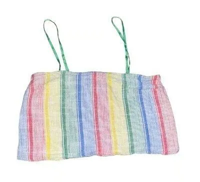Urban Outfitters Rainbow XS cropped linen tank - Image 3