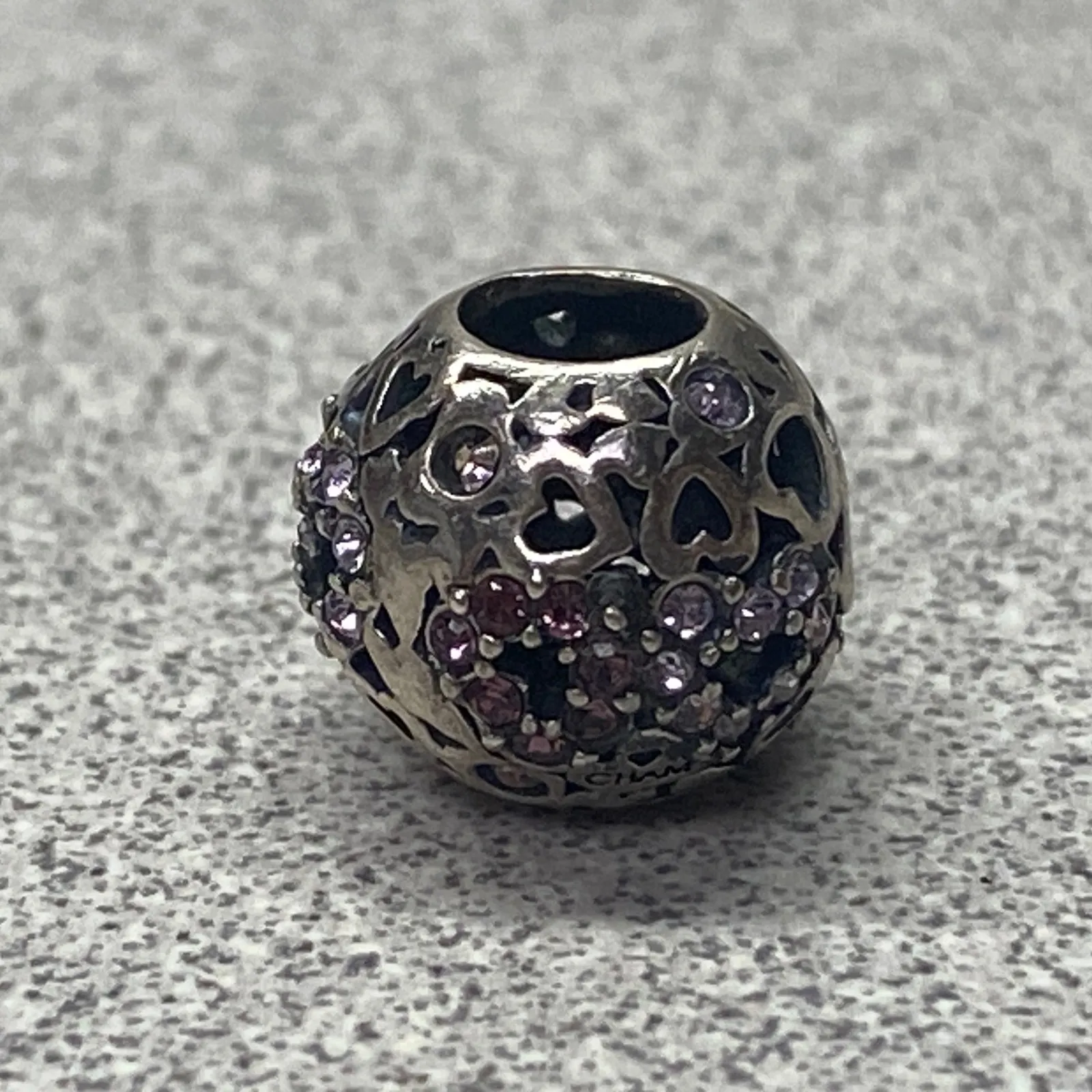 Chamilia Sterling Silver Purple Captured Hearts Crystals European Style Charm - Image 2