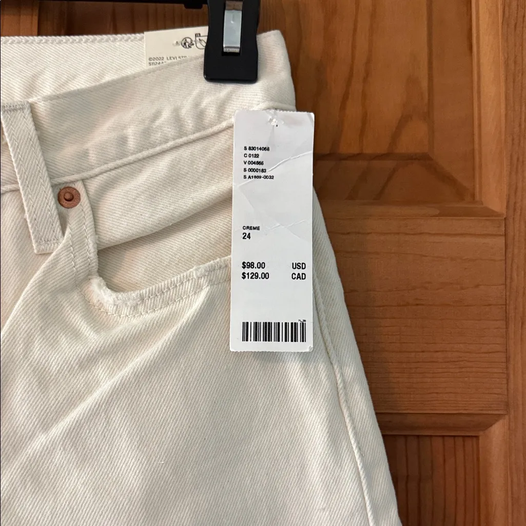 Levi's 501 '90's Size 24x30 Women's Off White Cream Jeans NEW Straight Leg NWT - Image 3