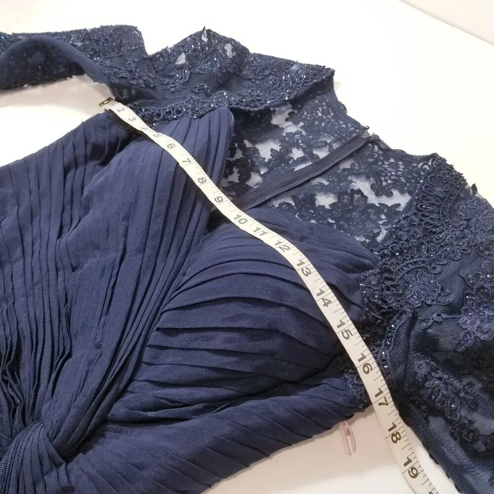 La Femme Rhinestones Beaded Lace Long Evening Gown - Image 5