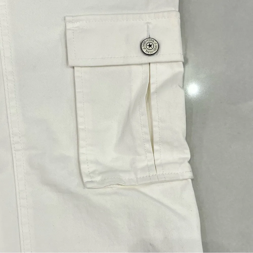 CINQ À SEPT Zola Cotton Cargo Pants White Size 12 - Image 8