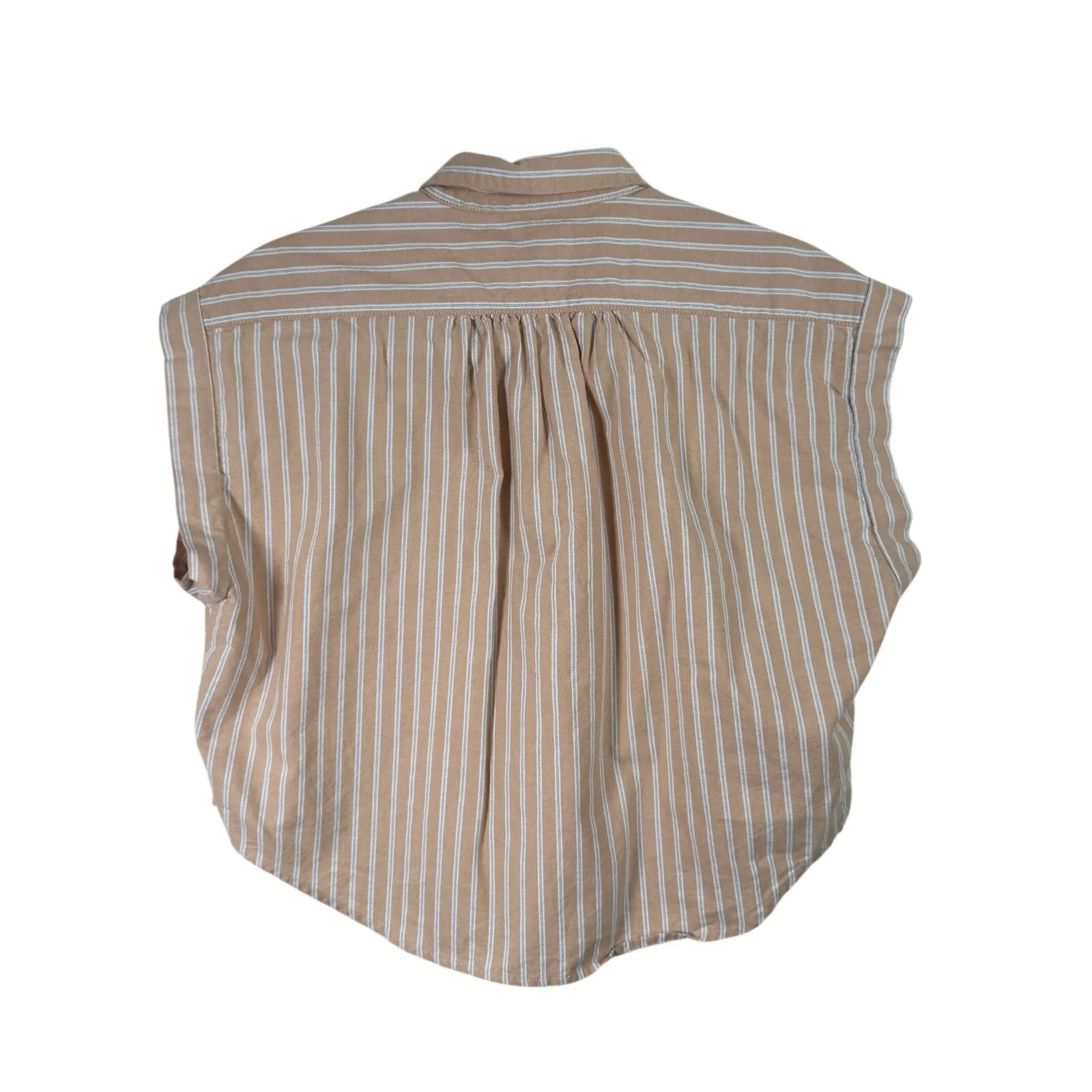 Pomander Place Tuckernuck Tan Stripe Drop Shoulder Rosie Popover Top Womens XS - Image 5