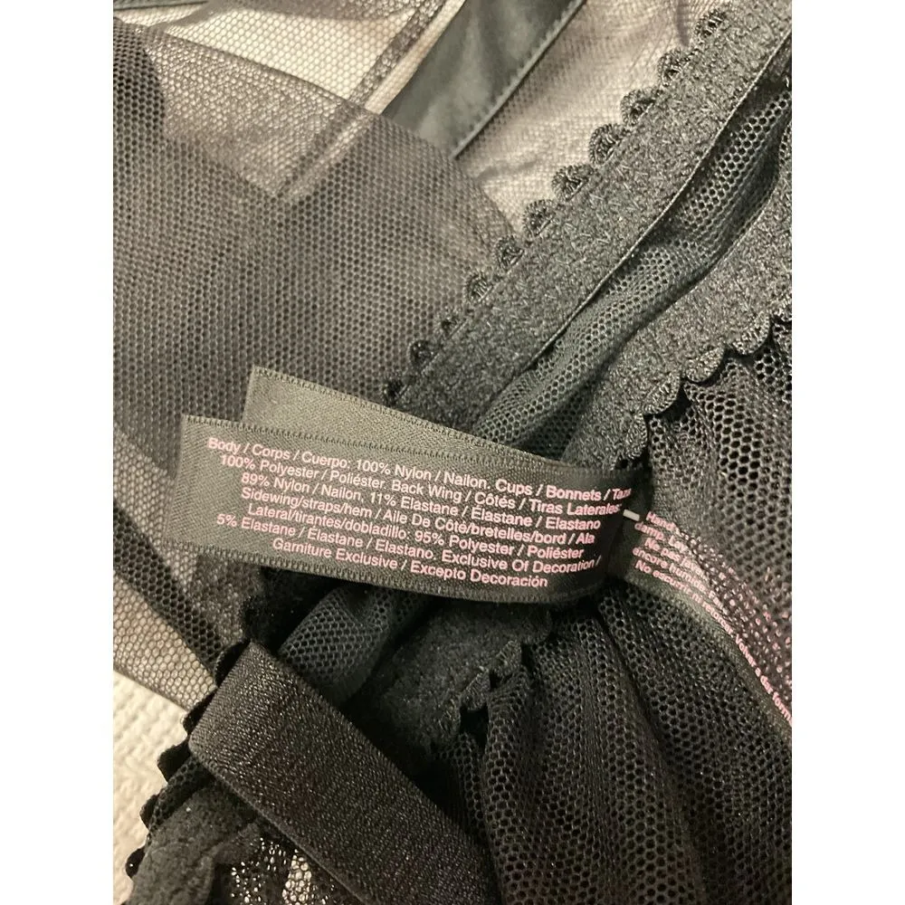 Victoria's Secret Underwire‎ Bra Babydoll Chemise Tie Front Sheer Black 34D - Image 15