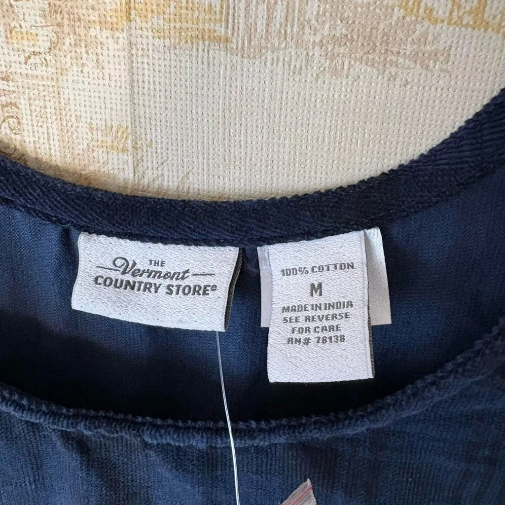 Vermont Country Store blue black plaid cottagecore corduroy jumper dress M NWT Size M - Image 7