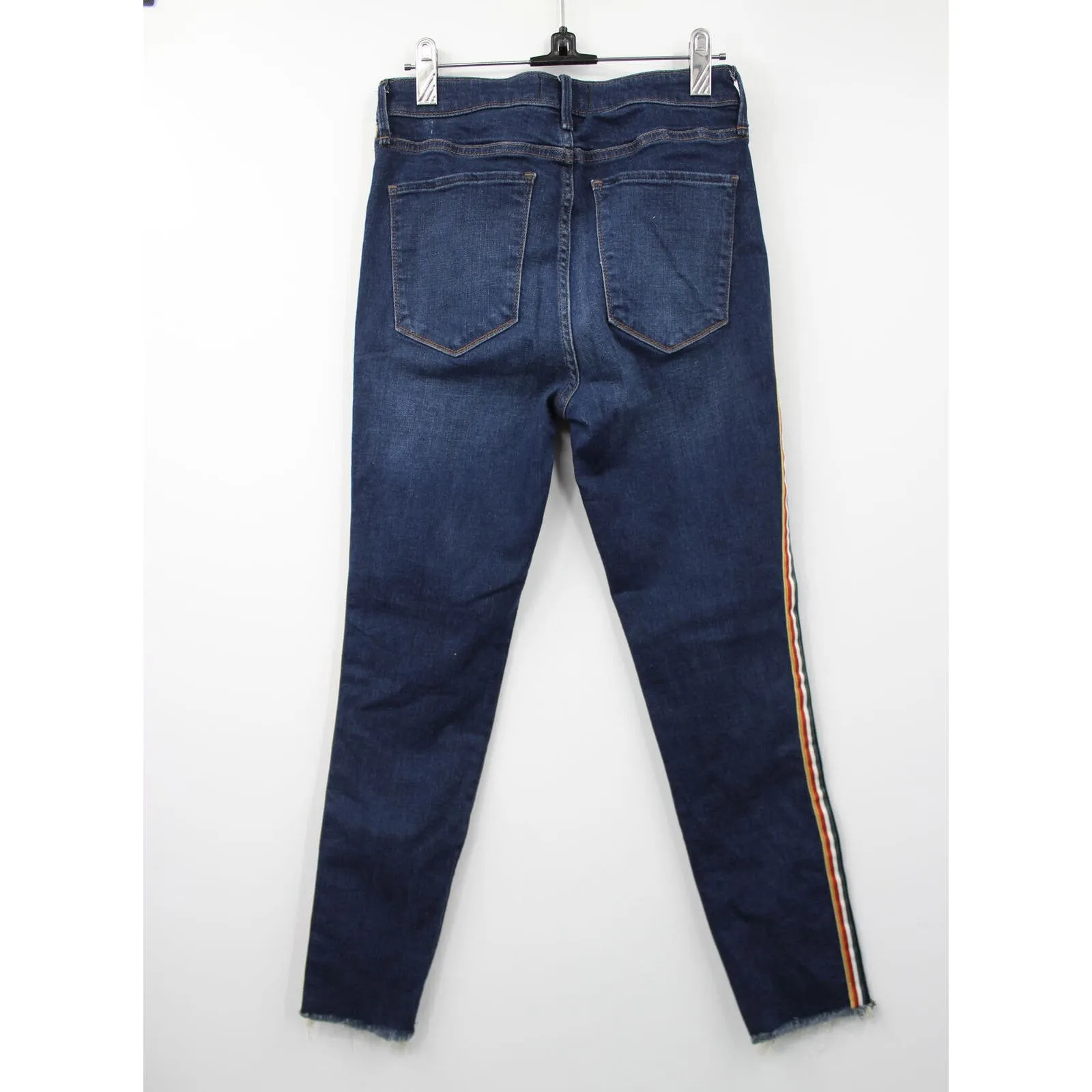 Abercrombie & Fitch Simone High Rise Ankle Jeans Side Stripe‎ Dark Blue 28 - Image 7
