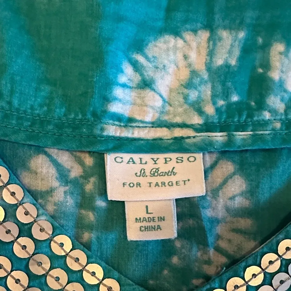 Calypso for Target Women’s Teal Tie-Dye Beach Coverup Dress - Size L - Image 5