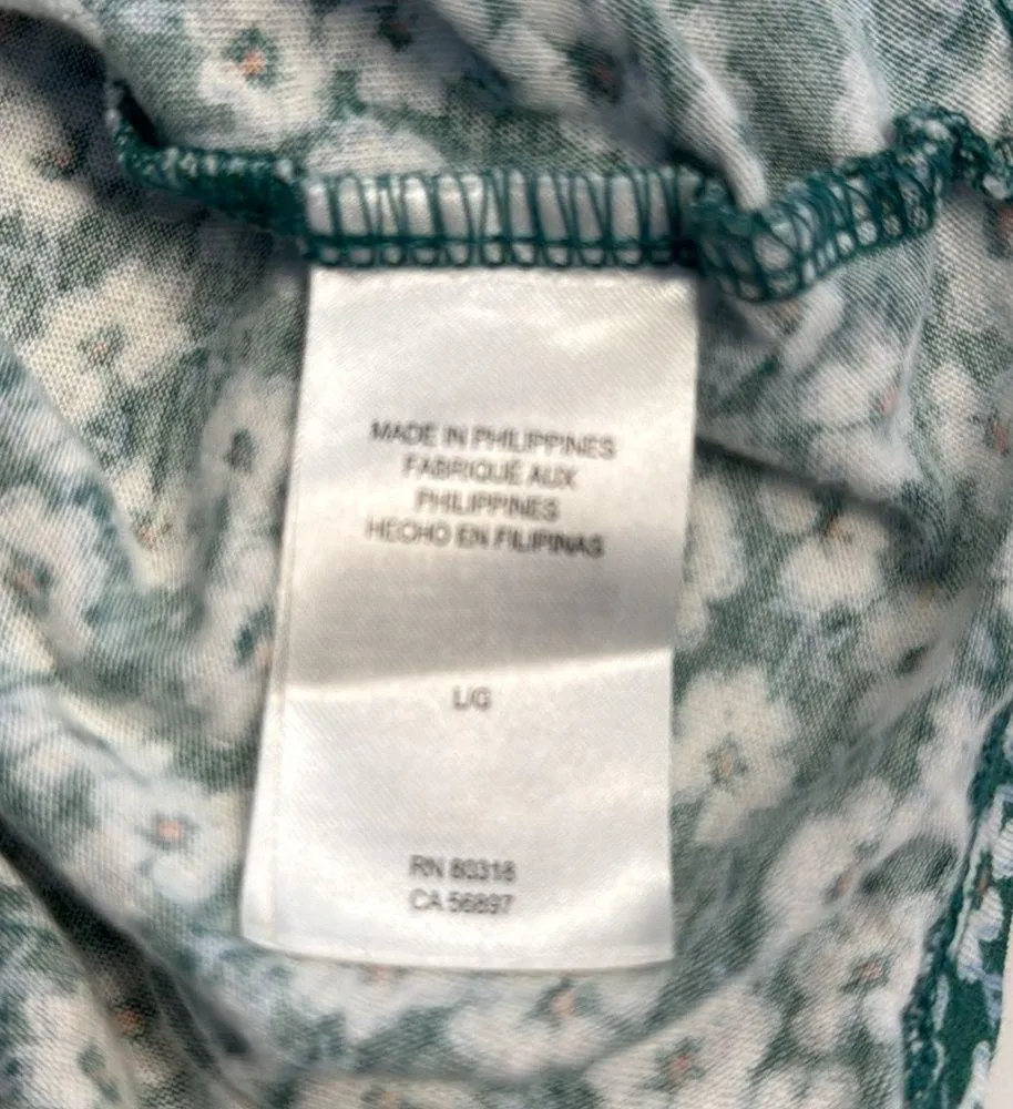 Lucky Brand Spring/Summer Green Floral Short Sleeve Shirt Size Large #1083-PHX - Image 5