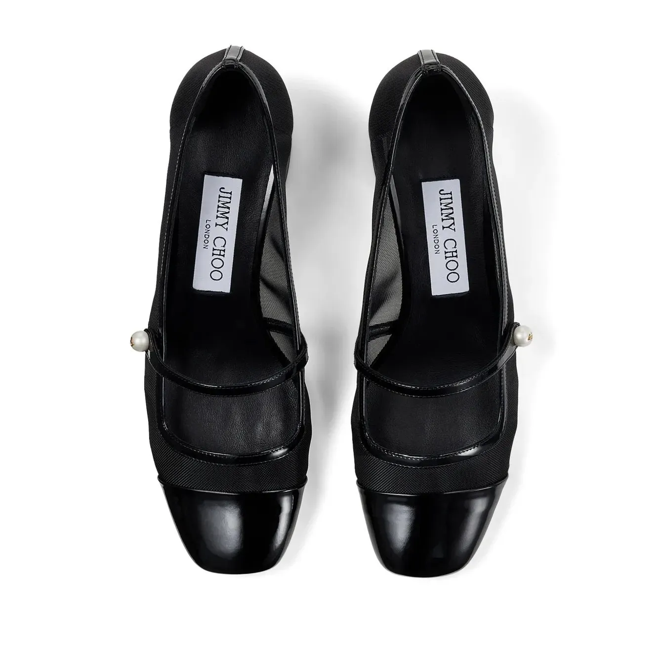 Jimmy Choo Patent Leather Semi-Sheer Ballet Flats Black Leather Slip-On 37.5 - Image 2