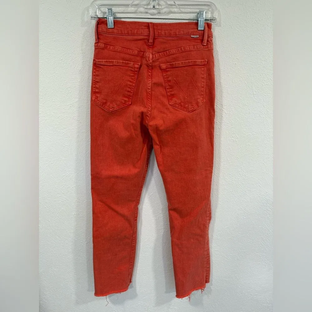 Mother The Swooner Rascal Ankle Fray Jeans Come Out and Play Sz 26 EUC Red - Image 5