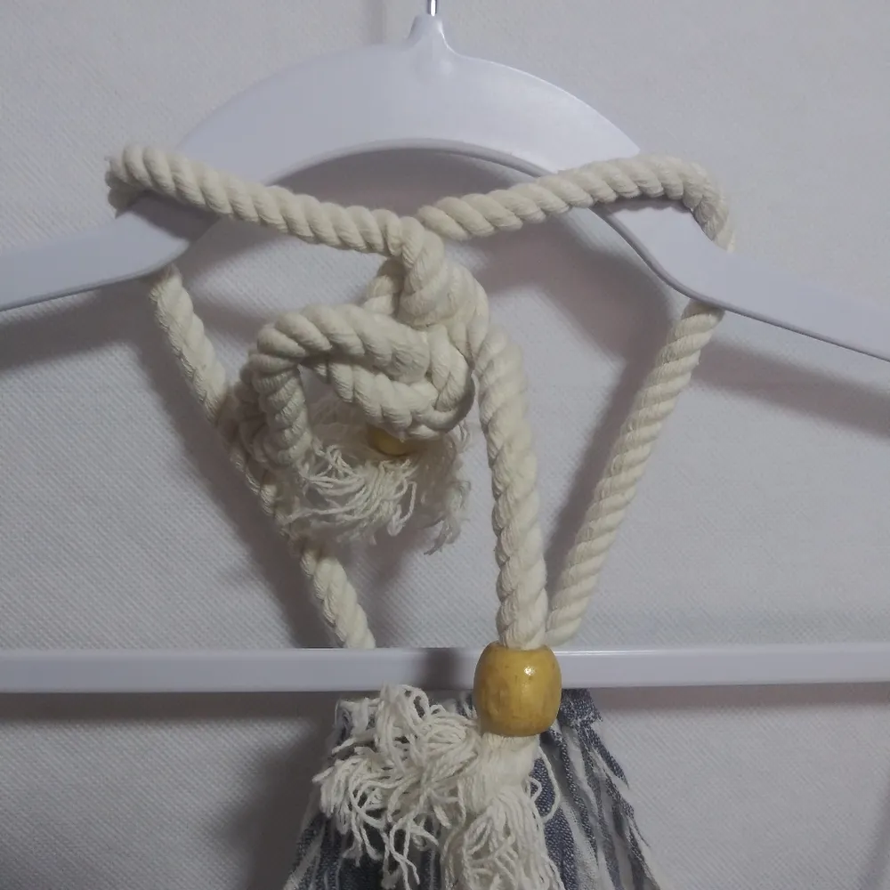 Aerie Blue Striped Halter Midi Backless Sun Dress Beach Nautical Size M - Image 9