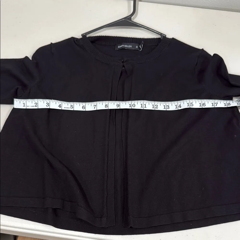 Karen Millen Black Cropped Cardigan with Peter Pan Collar and 3/4 Sleeves - Image 7