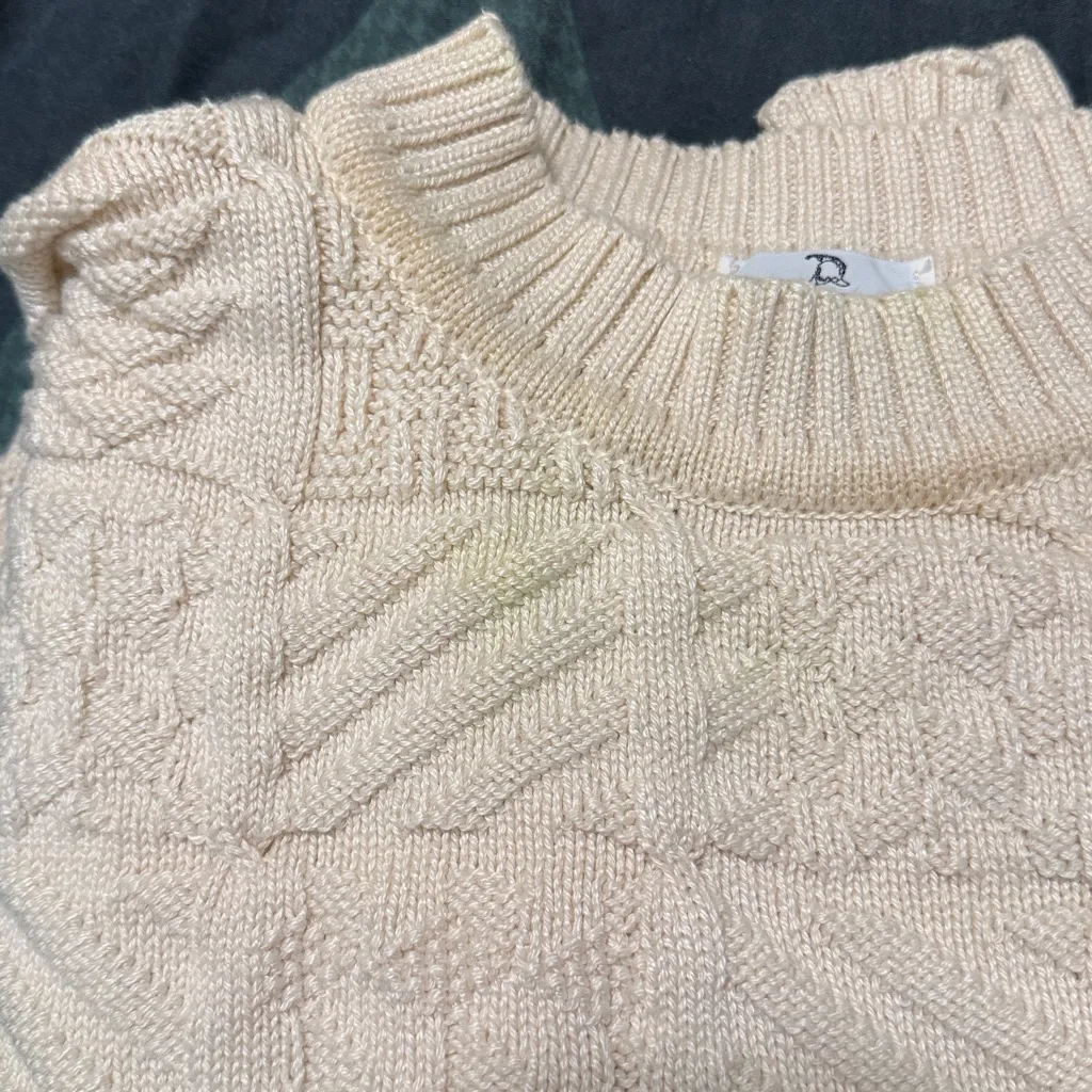 Neiman Marcus Vintage Beige Cable Knit Sweater Unisex Size Large - Image 7