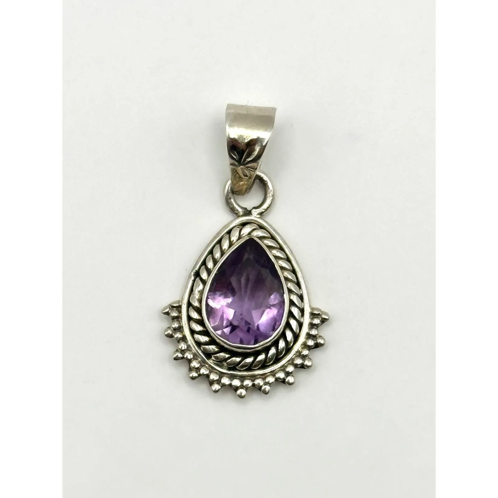 Dainty‎ Faceted Amethyst Sterling Silver Pendant - Image 2