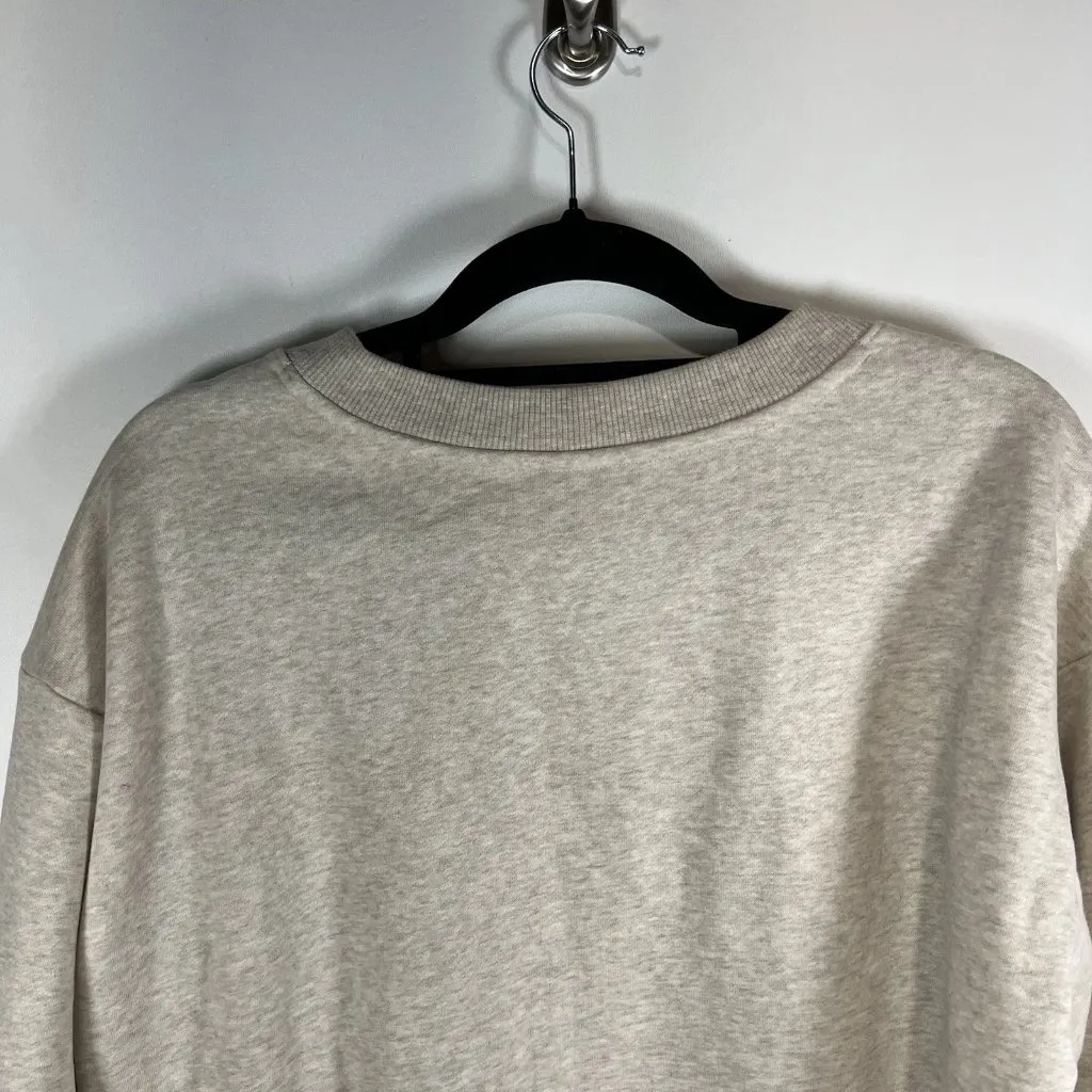Zella Oatmeal‎ Heather Cotton Casual Athletic Sweater Zip Sides Women’s Size L - Image 9