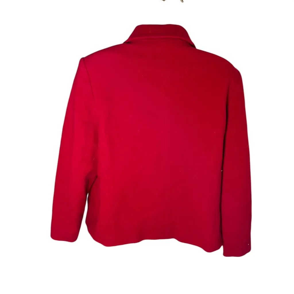 Petite Sophisticate Vtg Y2K Zip Front Jacket Padded Shoulder Wool Blend Red 14 - Image 2