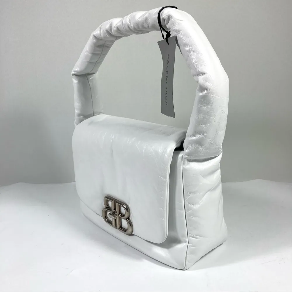 Small Monaco Leather Shoulder Bag Optic White NEW 7878962AA3Z - Image 15