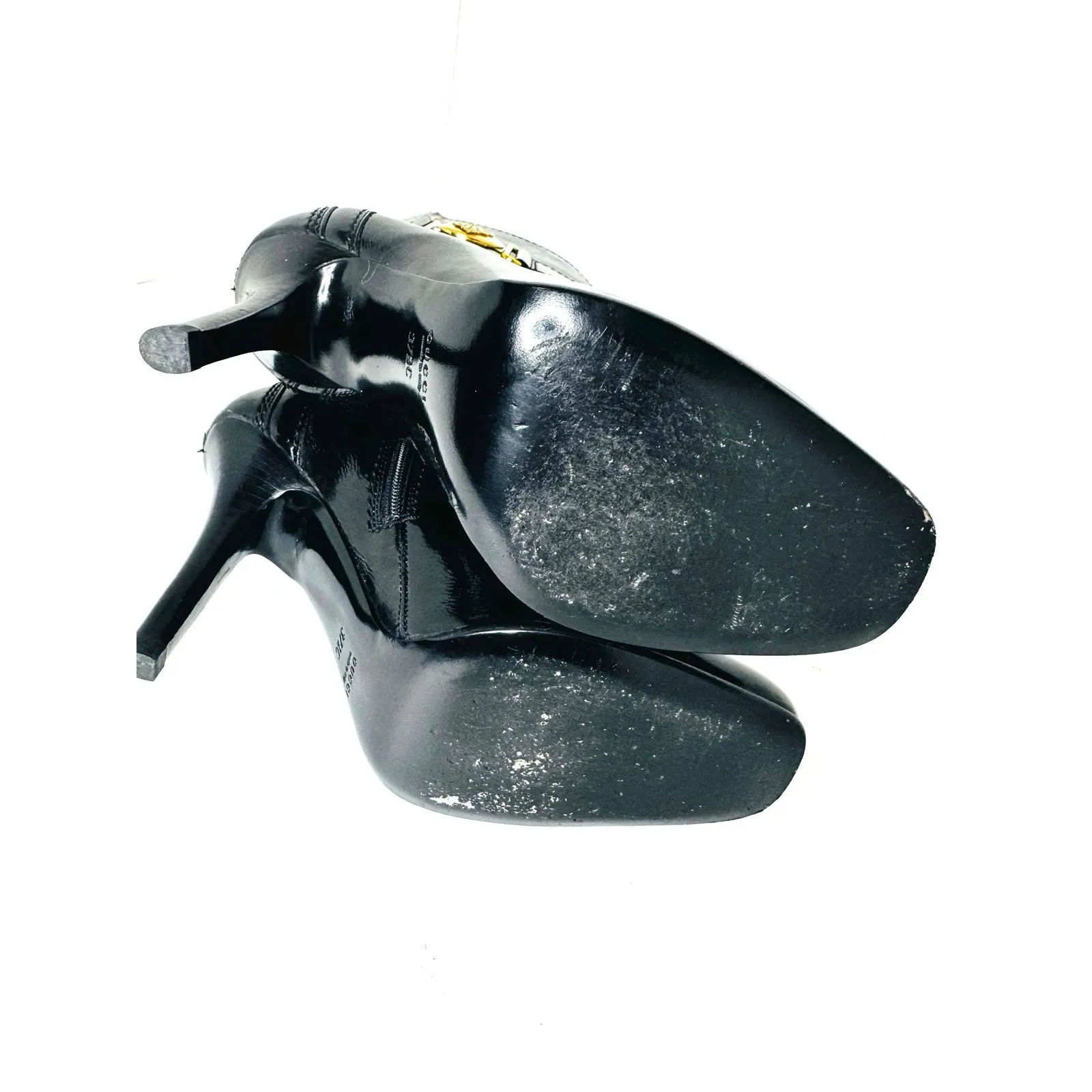 Gucci Hysteria Patent Leather Ankle Boots Size 37.5c Black High-Gloss Booties - Image 4