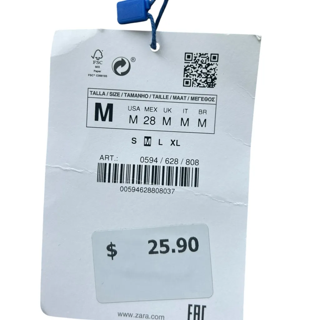 Zara Gray Silver Zigzag Tee NWT Size Medium - Image 2