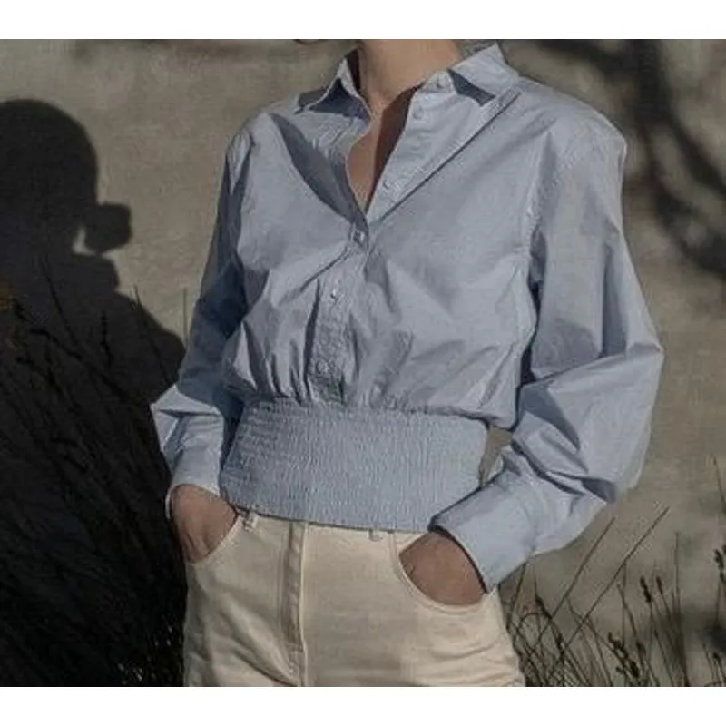 $175 New Thakoon Poplin Smocked Waist Button Down - Image 3