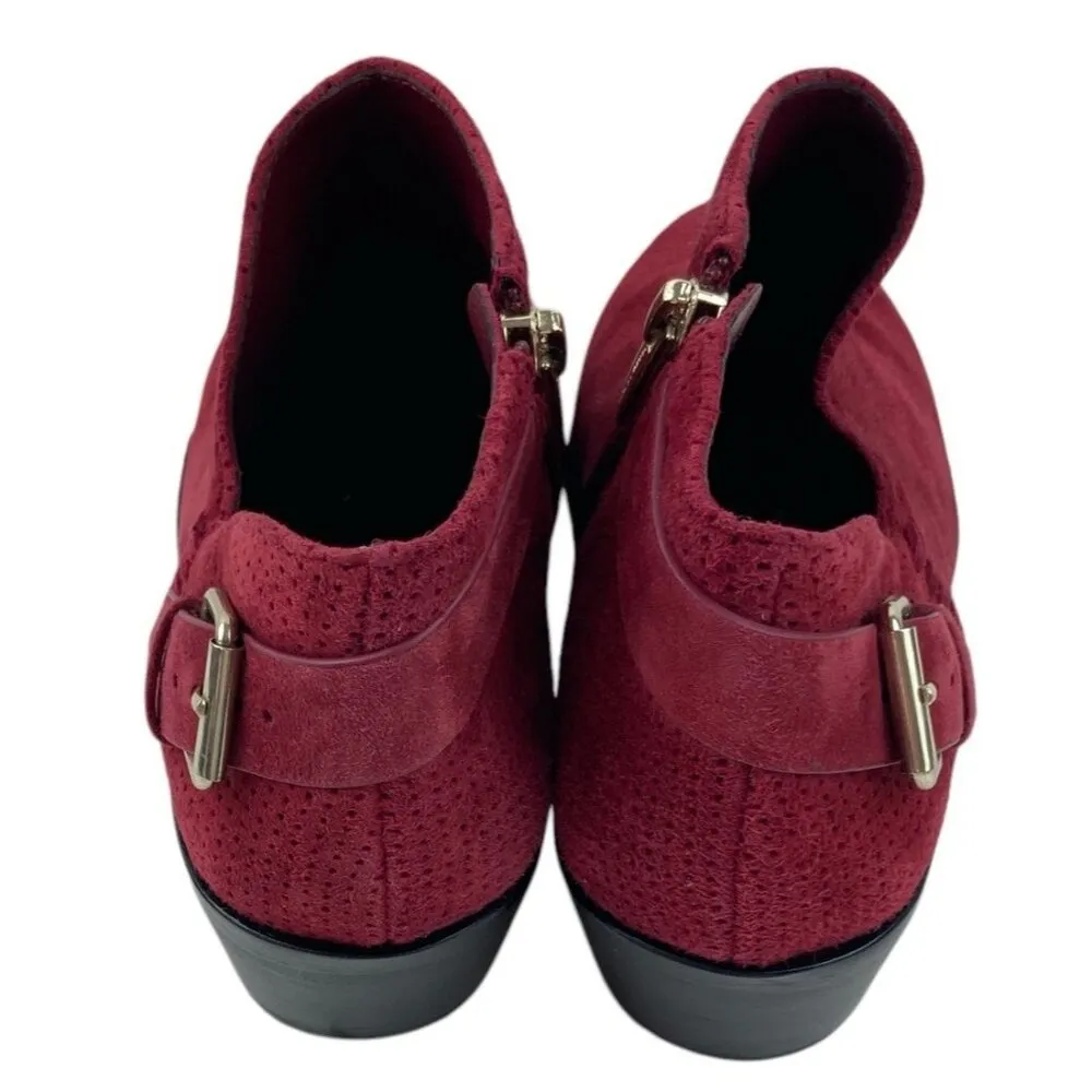 Vince Camuto Parveen Booties Womens Size 6M Red Leather Perforated Heeled Trendy - Image 10