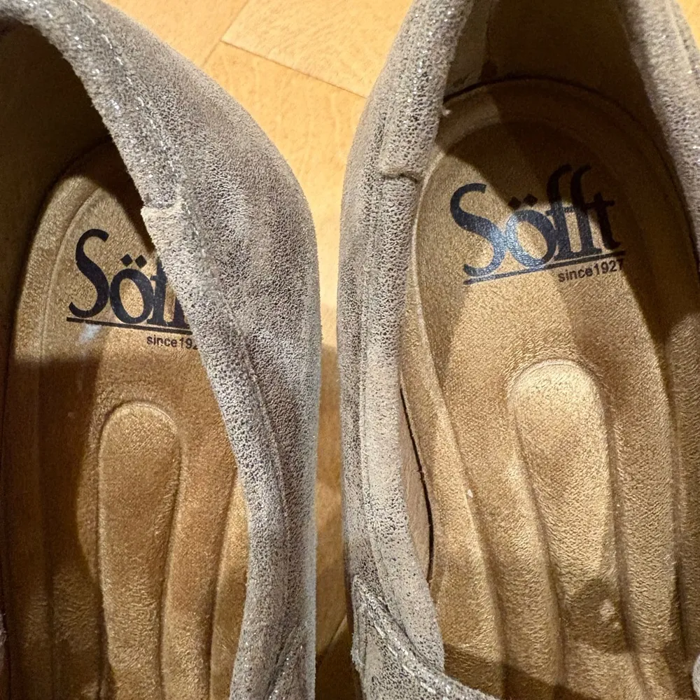 Sofft Natara Mary Jane heel pumps shoes 7.5 metallic taupe suede Tan - Image 3