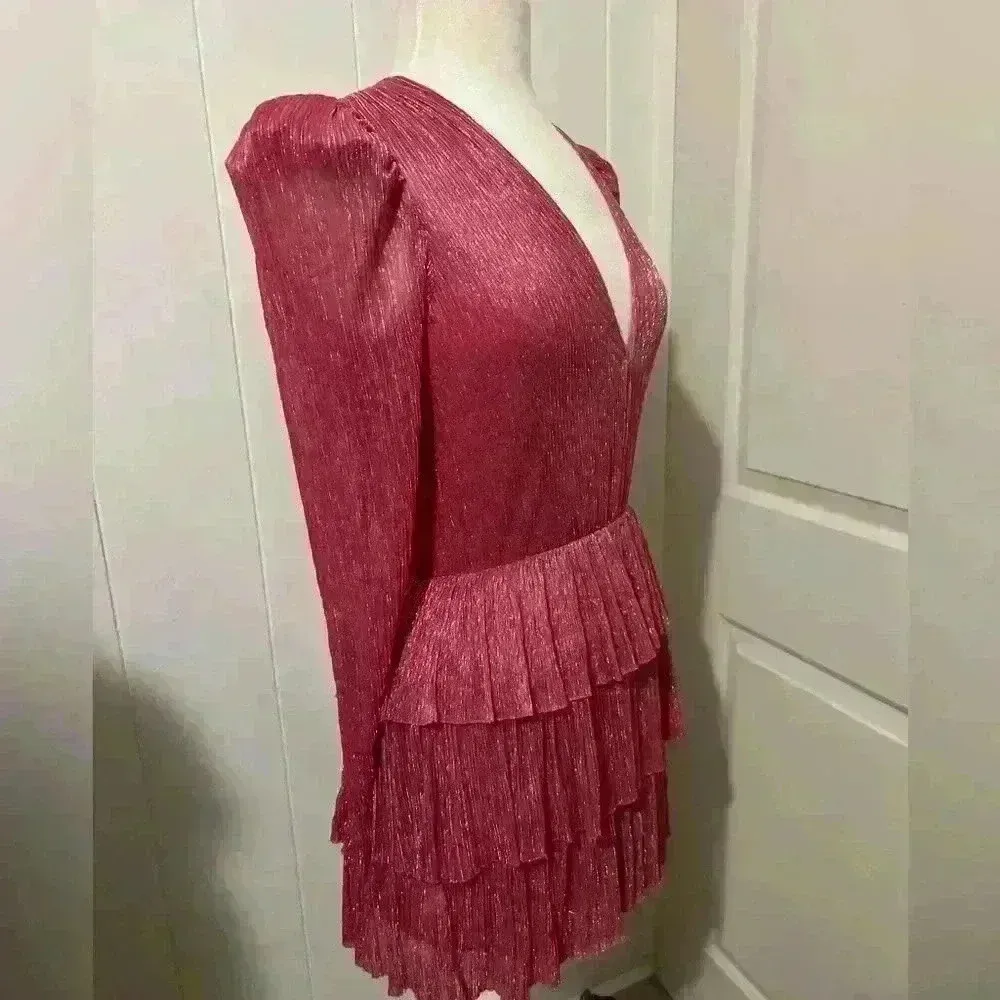 Sabina Musayev $250 Revolve Carry Mini Dress Hot Barbie Pink Tiered Formal Prom - Image 5