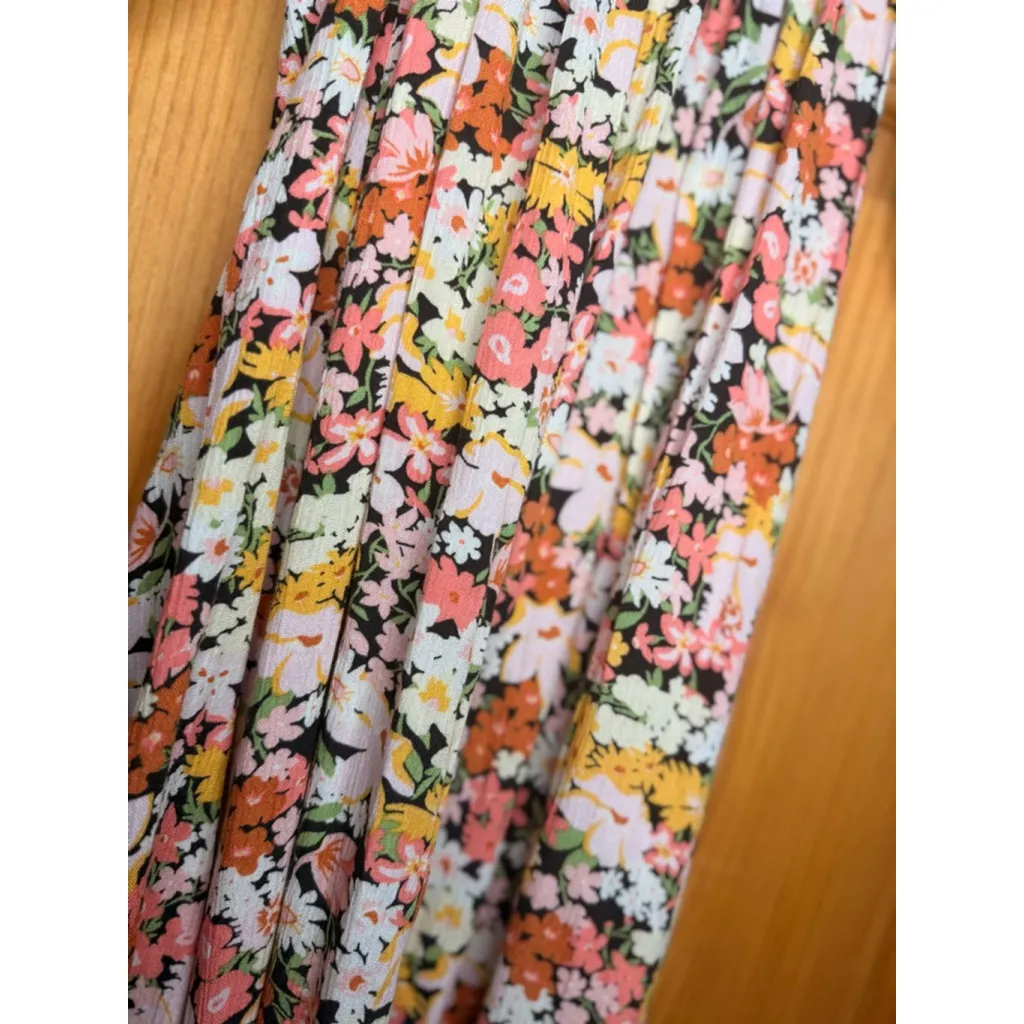 Billabong Floral Puff Sleeve Midi Dress Boho Cottagecore XS - Image 7