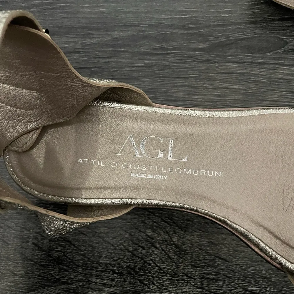 AGL silver Leather Ankle Strap Platform Sandals size 38 1/2 (8 1/2) - Image 9