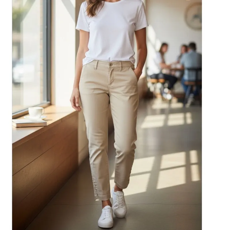 Chadwick's Tan Peddle Pusher Button Cuff Crop Pant size 10 - Image 4