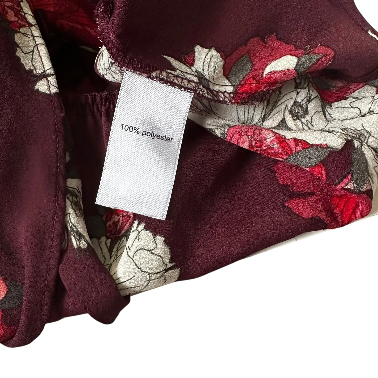 Maurices Maroon Floral V-Neck Top Women's Blouse Size Medium | 57-23 - Image 4