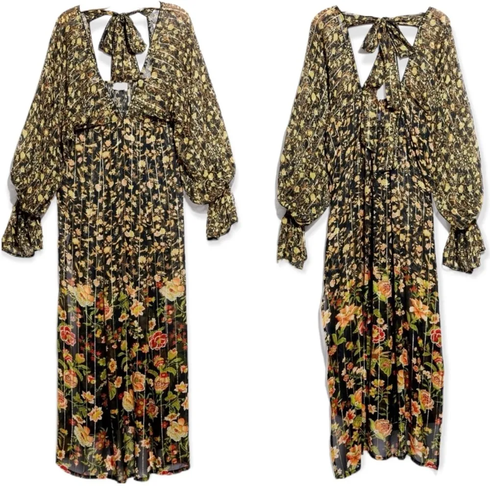 NWT Rococo Sand Hana Printed Kaftan Dress Black Size XS - Image 4