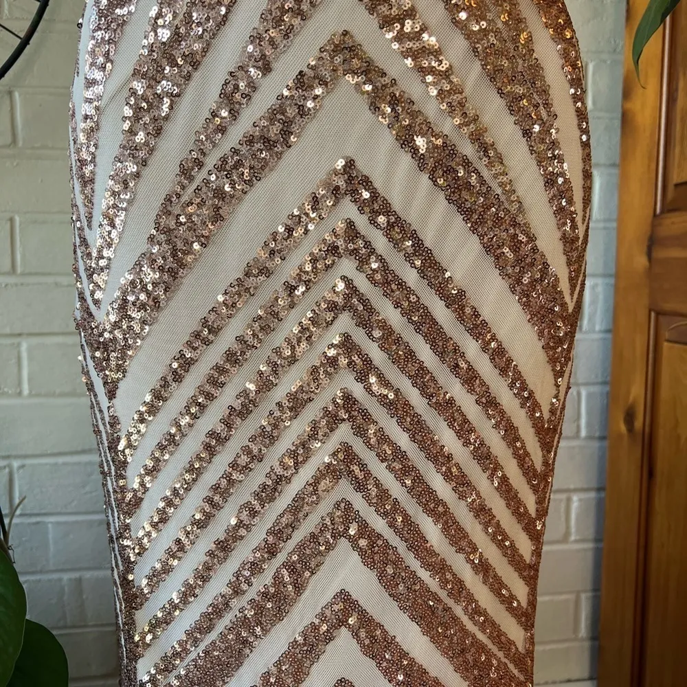 Evening prom evening formal mermaid trumpet gown with gold sequins size L Size L - Image 5