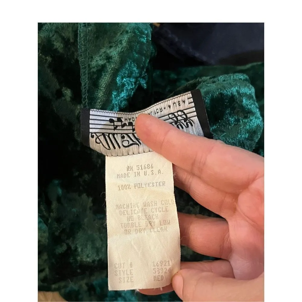 All That Jazz Vintage‎ Green Velvet Dress Size Medium - Image 8