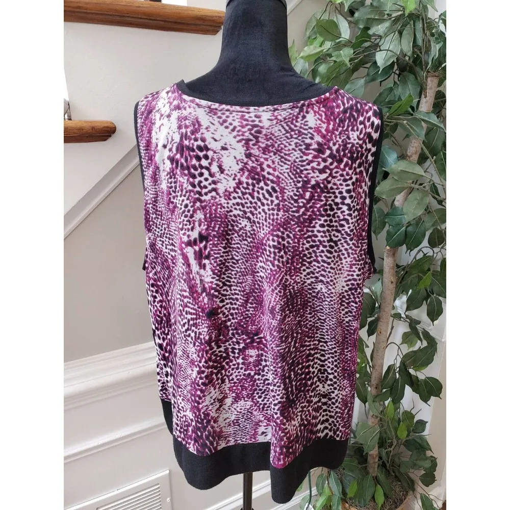 Dana Buchman Womens Purple Leopard 100% Nylon Round Neck Top Blouse Size 3X - Image 6
