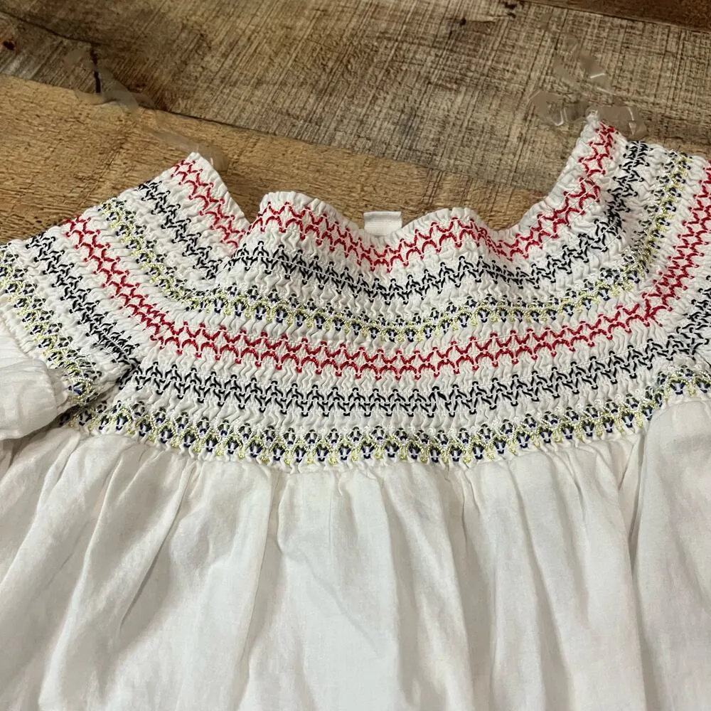 Beach Lunch Lounge | White 100% Cotton Off the Shoulder Festival Blouse Sz L - Image 2