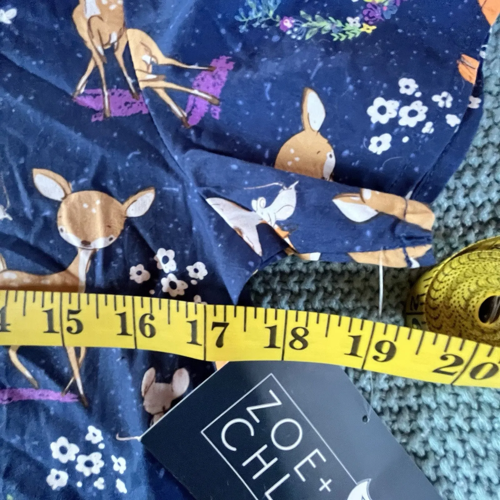 Zoe + Chloe Scrubs Uniform Medical Top Baby Deer Doe Blue Design Women’s XSmall Size XS - Image 2