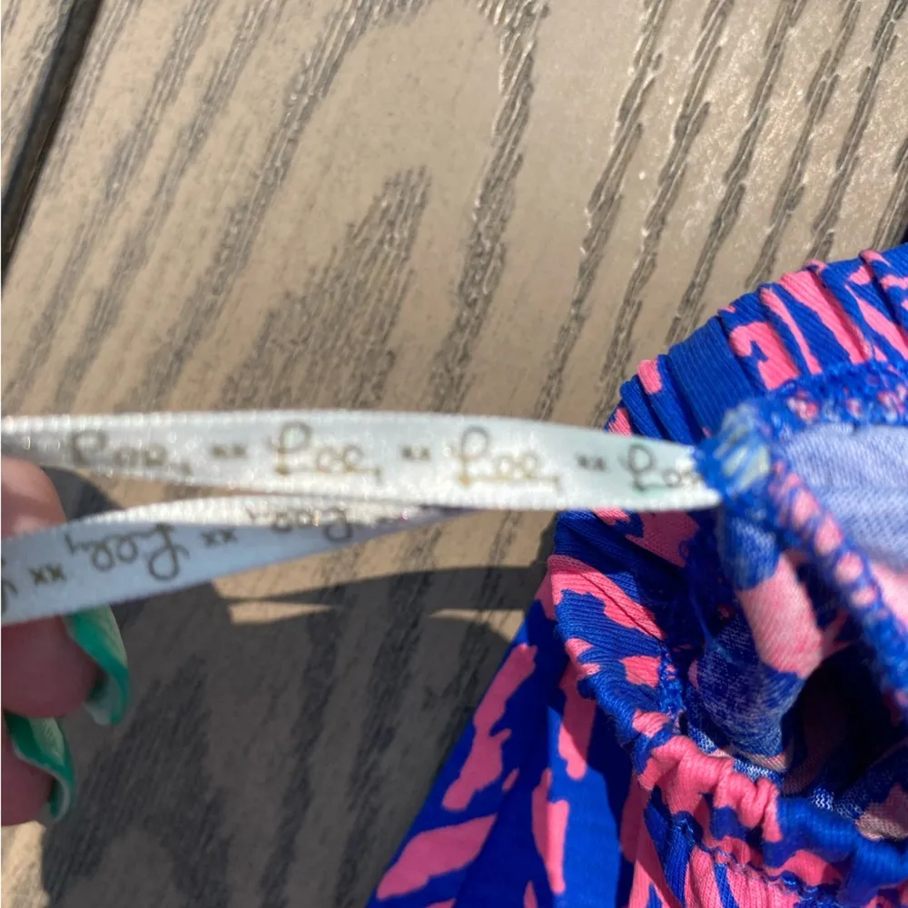 Lilly Pulitzer size 2/4 rolling in the grass blue pink strapless zebra dress - Image 8