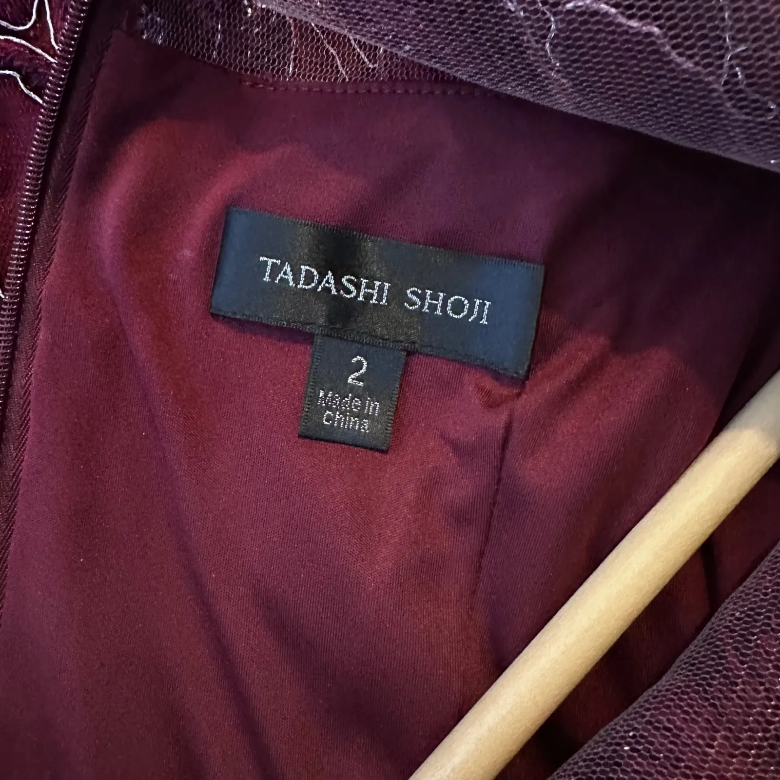 Tadashi Shoji Algiers Lace Cocktail Special Occasion Dress Raisn Burgundy Size 2 - Image 4