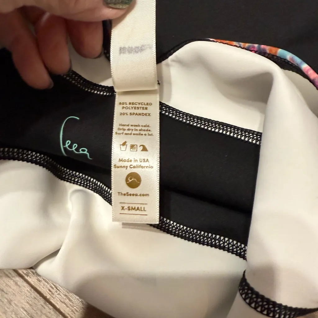 NWOT Free People Seea Black and White Swimsuit with Colorful Accents Pink Size XS - Image 9