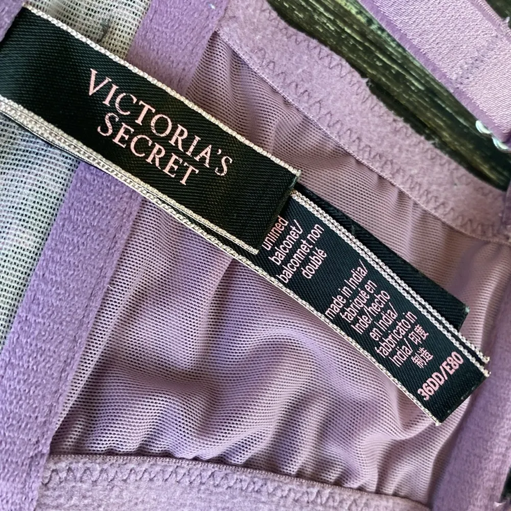 Victoria’s Secret Lavender Sheer Unlined Underwire Lace Balconette Bra 36DD - Image 5