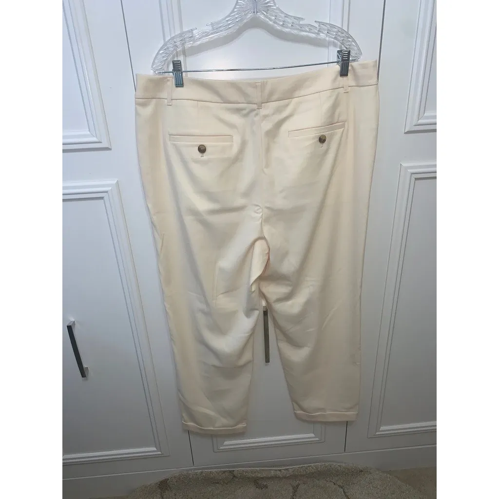 NWT Loft Women's Pleated Dress Pants Yellow‎ Size 16 Straight Leg Casual - Image 5