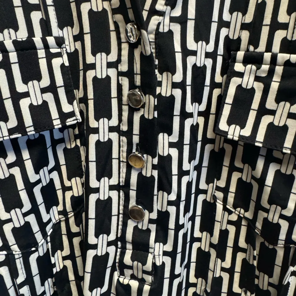 Ava & Grace Monochrome Chain Pattern Top‎ Black Size XXL - Image 4