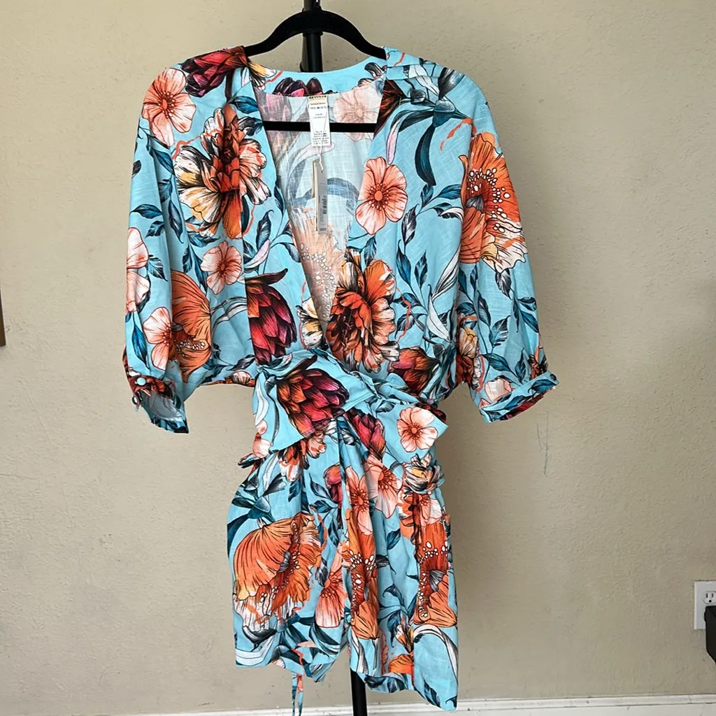 Agua Bendita X Revolve Linnea Romper‎ in Doux Blue Floral NWT size S - Image 5