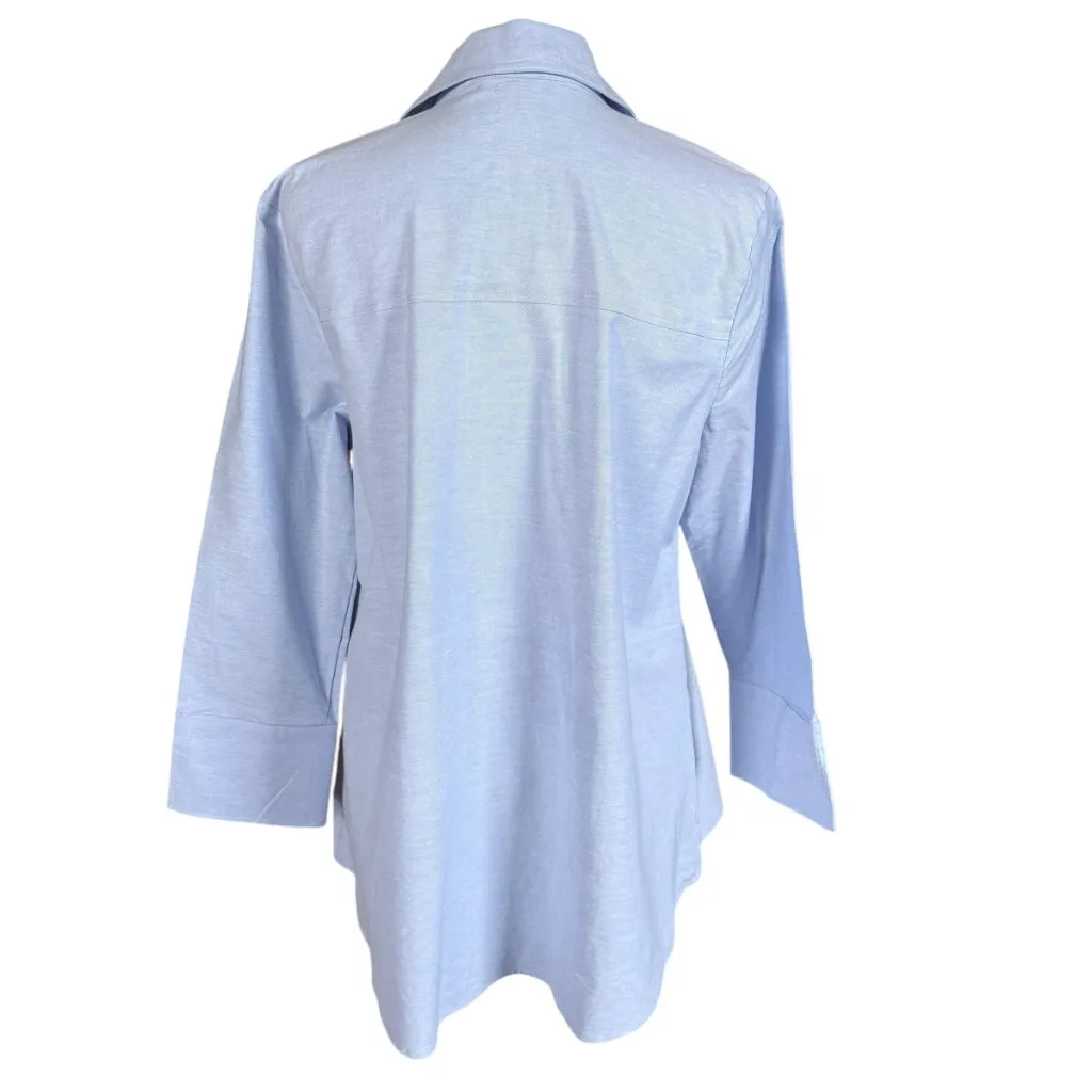 Habitat blue long sleeve collared button down shirt blouse size small - Image 4